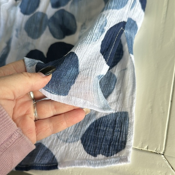 PAPILLION size small ladies VISCOSE flowing Boho blue two-tone with white shirt - Picture 8 of 10